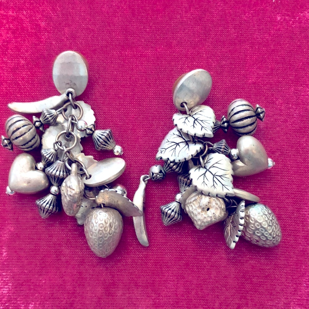 Silver Hanging Earrings Multiple Different Charm … - image 1